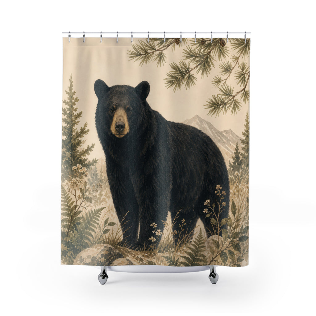 Rustic Woodland Black Bear Shower Curtain: Rustic Woodland Sho