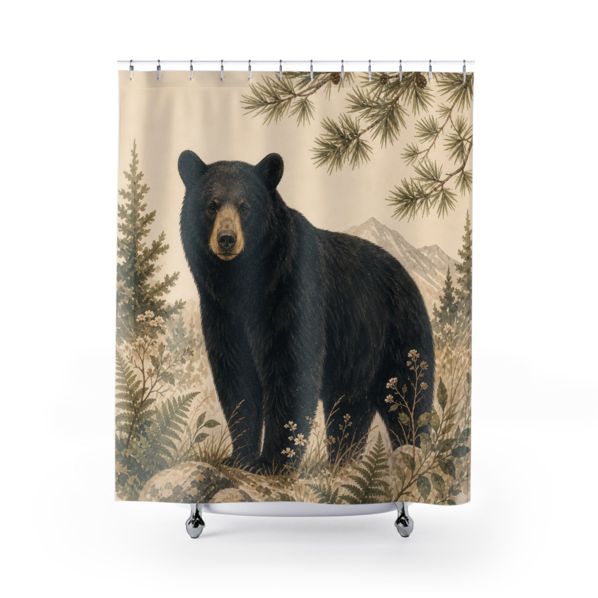 Rustic Woodland Black Bear Shower Curtain: Rustic Woodland Sho