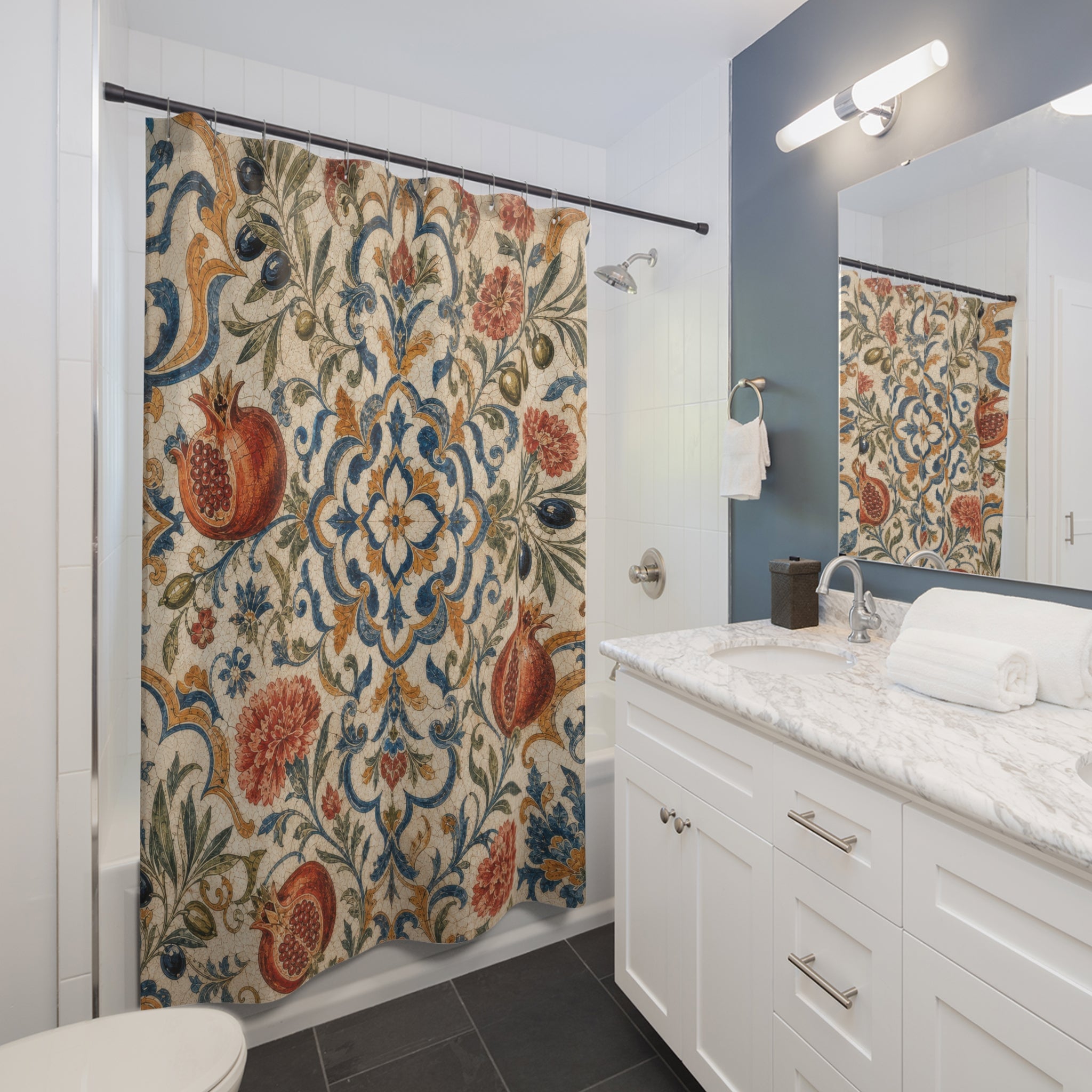 Mediterranean Tile Shower Curtain