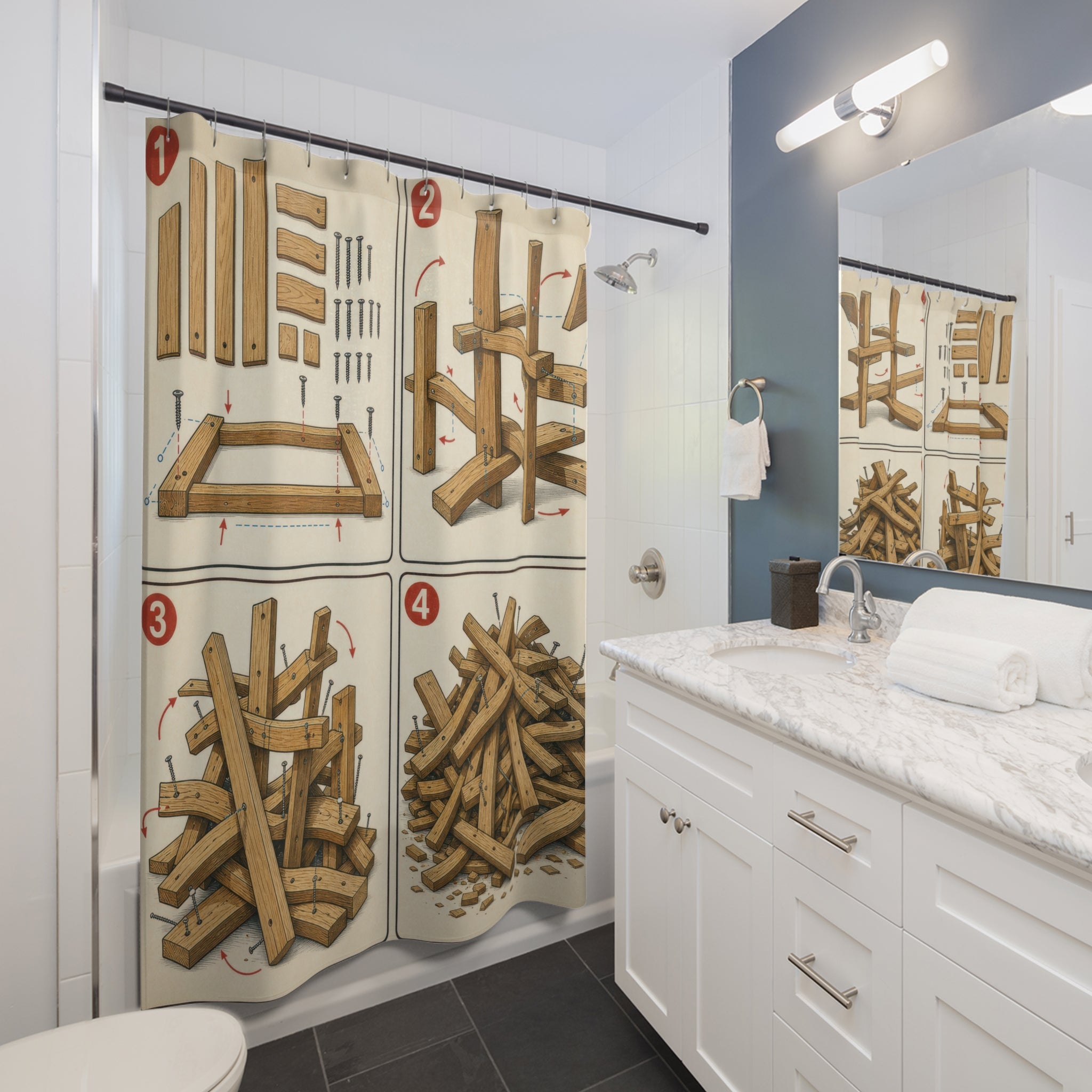 Woodworking Instruction Diagram Unique Funny Shower Curtain