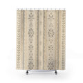 Beige Botanical Stripe Farmhouse Shower Curtain