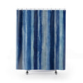 Indigo Watercolor Vertical Stripe Shower Curtain