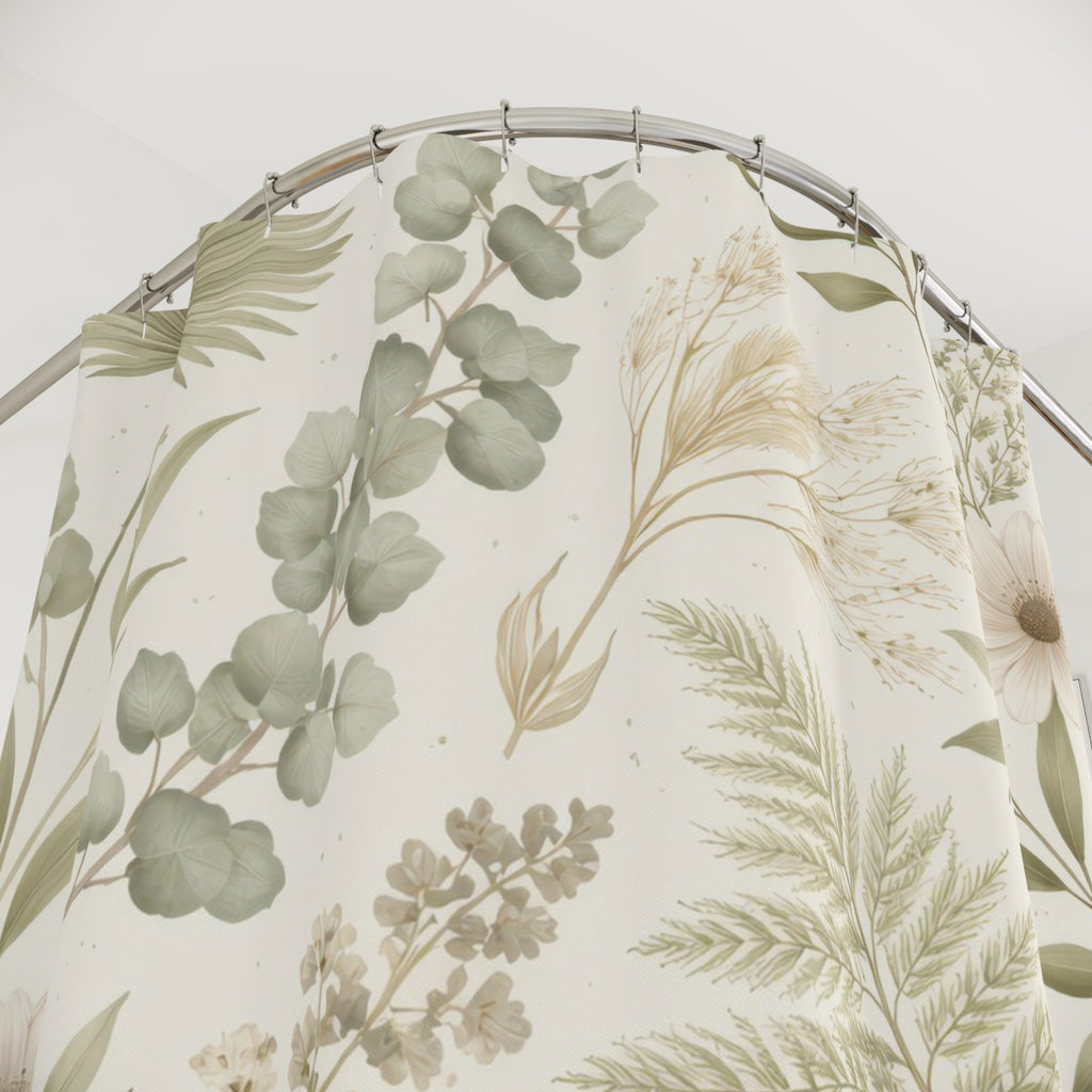 Sage Green Botanical Shower Curtain – Eucalyptus Fern