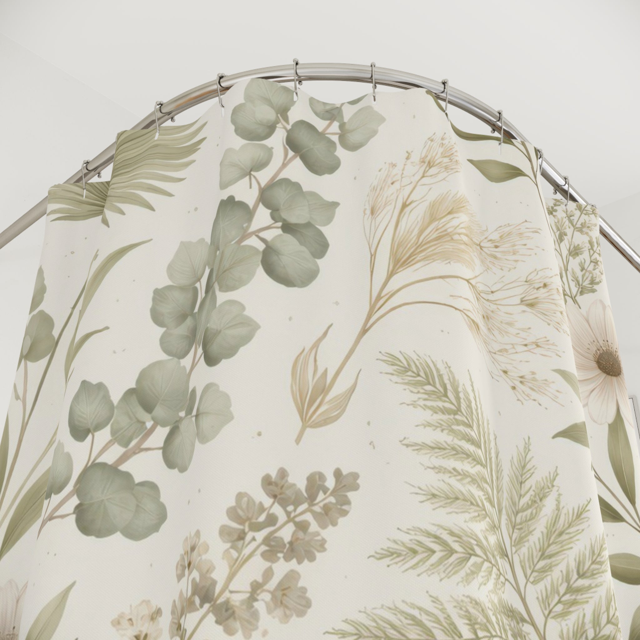 Sage Green Botanical Shower Curtain – Eucalyptus Fern