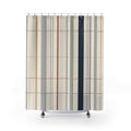 Navy Stripe Plaid Grid Shower Curtain