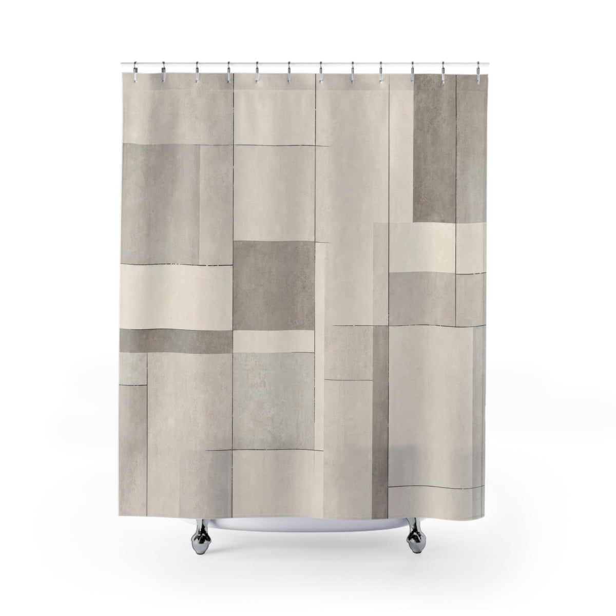Beige Gray Geometric Shower Curtain