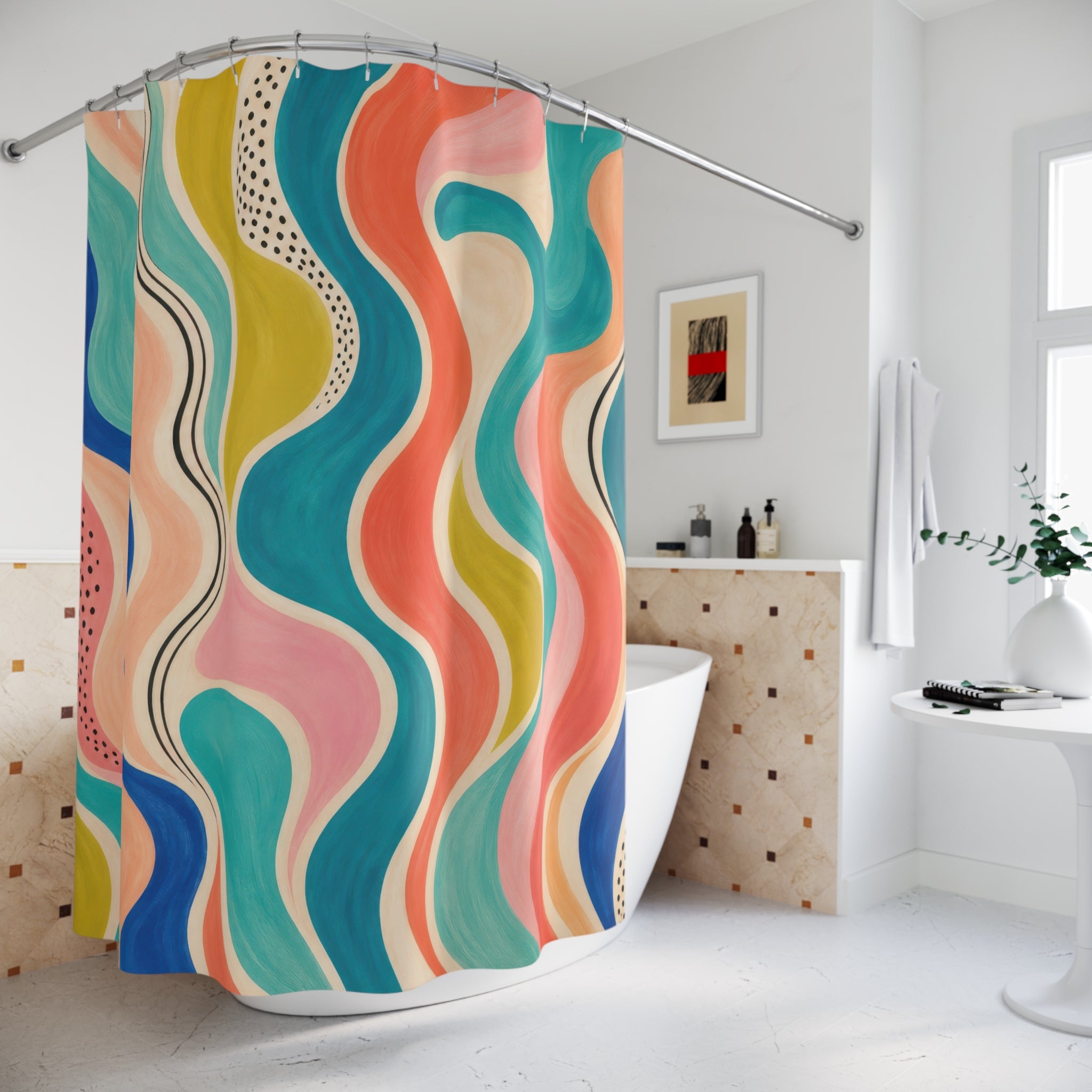 Colorful Wavy Shower Curtain