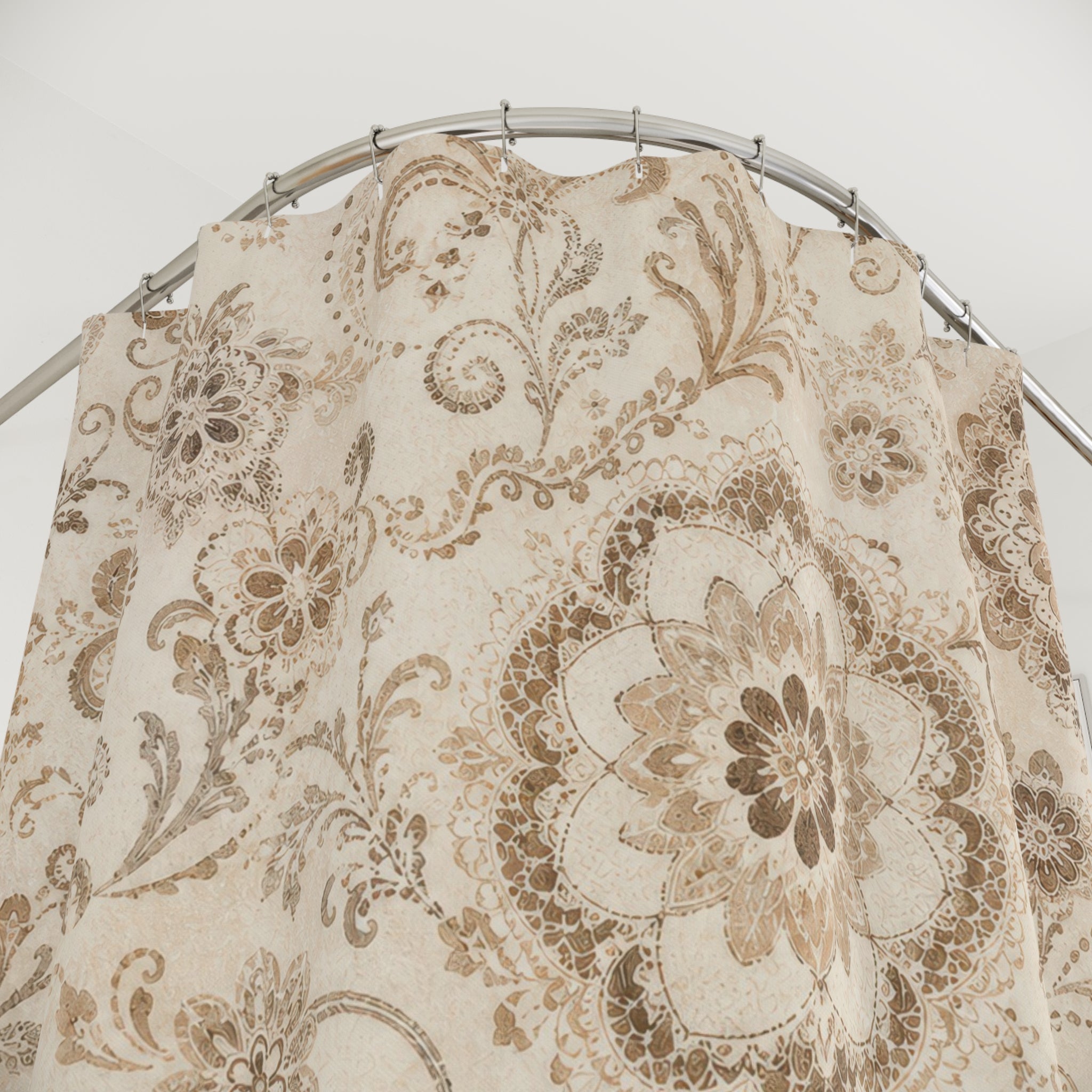 Brown Beige Medallion Shower Curtain