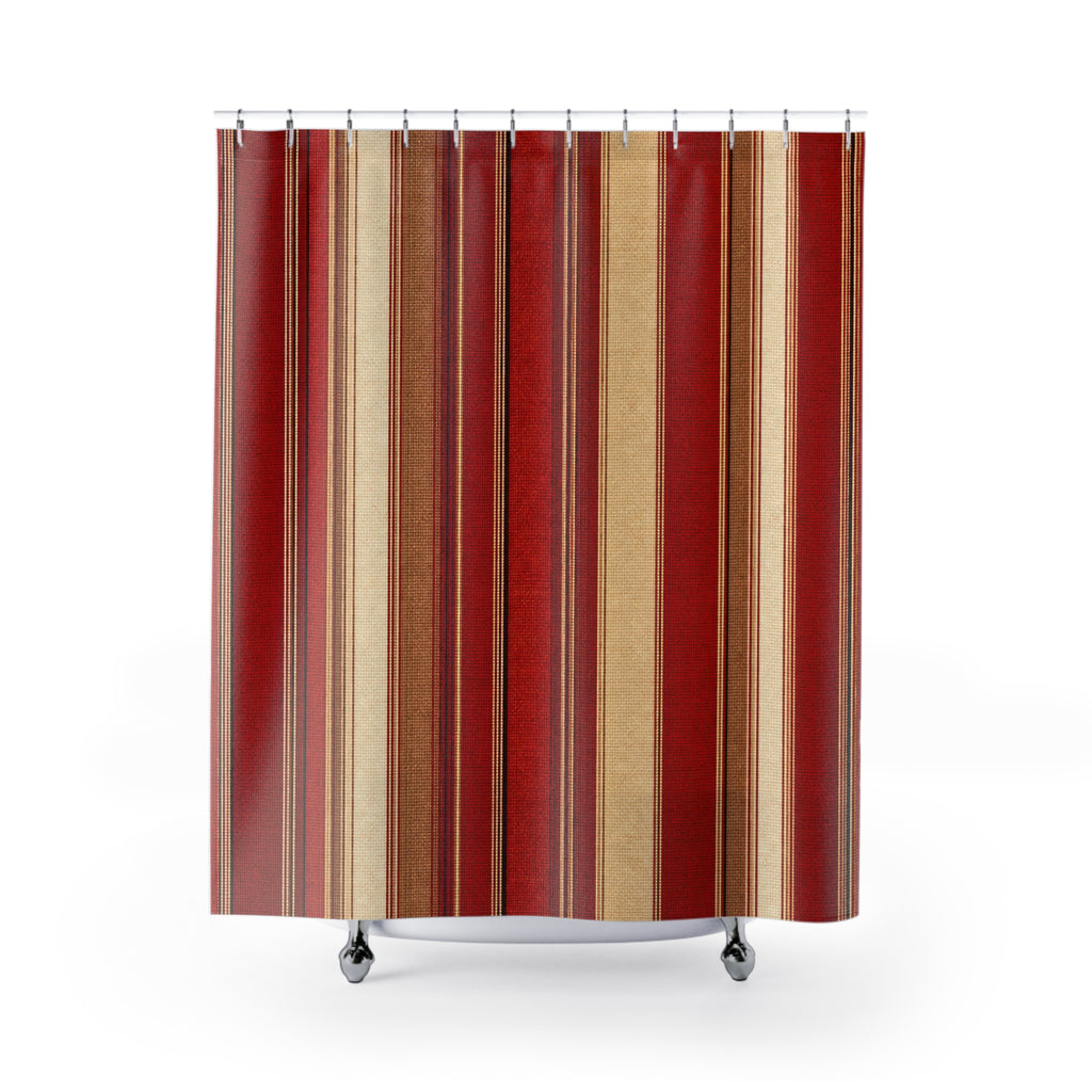 Southwestern Red Stripe Shower Curtain, Rust Burgundy Southwestern Bath Decor, Modern Stripe Bath Curtain, Guest Bath Decor, Home Decor