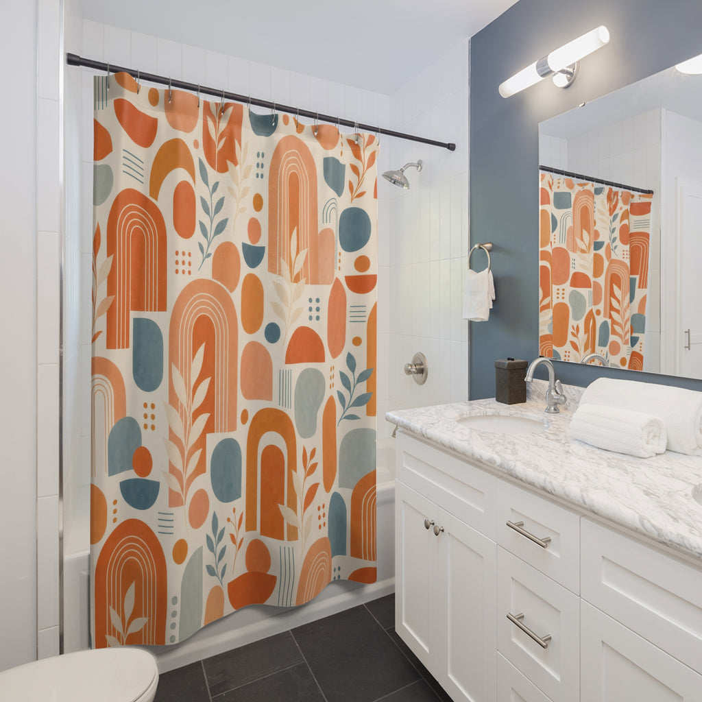 Orange Mid Century Shower Curtain