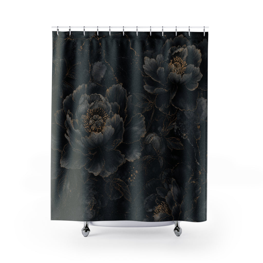 Gothic Peony Flower Shower Curtain