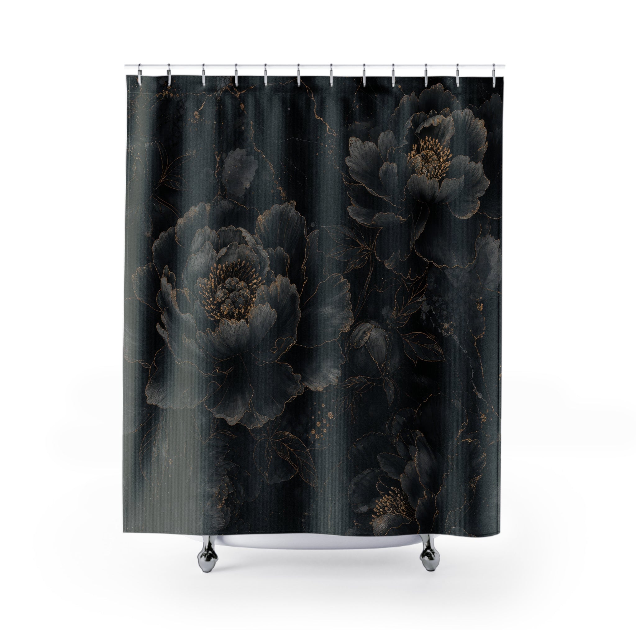 Gothic Peony Flower Shower Curtain
