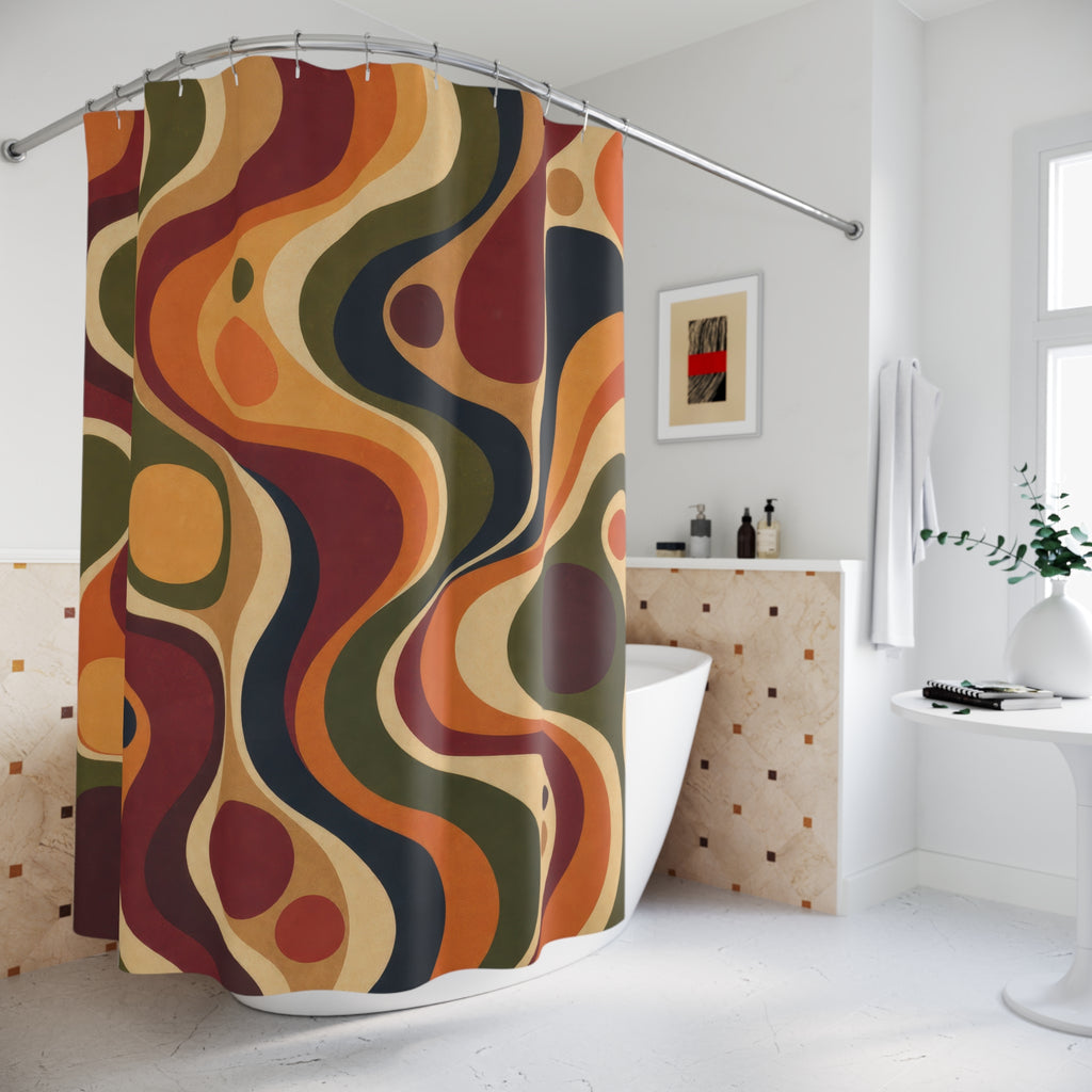 Psychedelic Ribbon Wave Shower Curtain