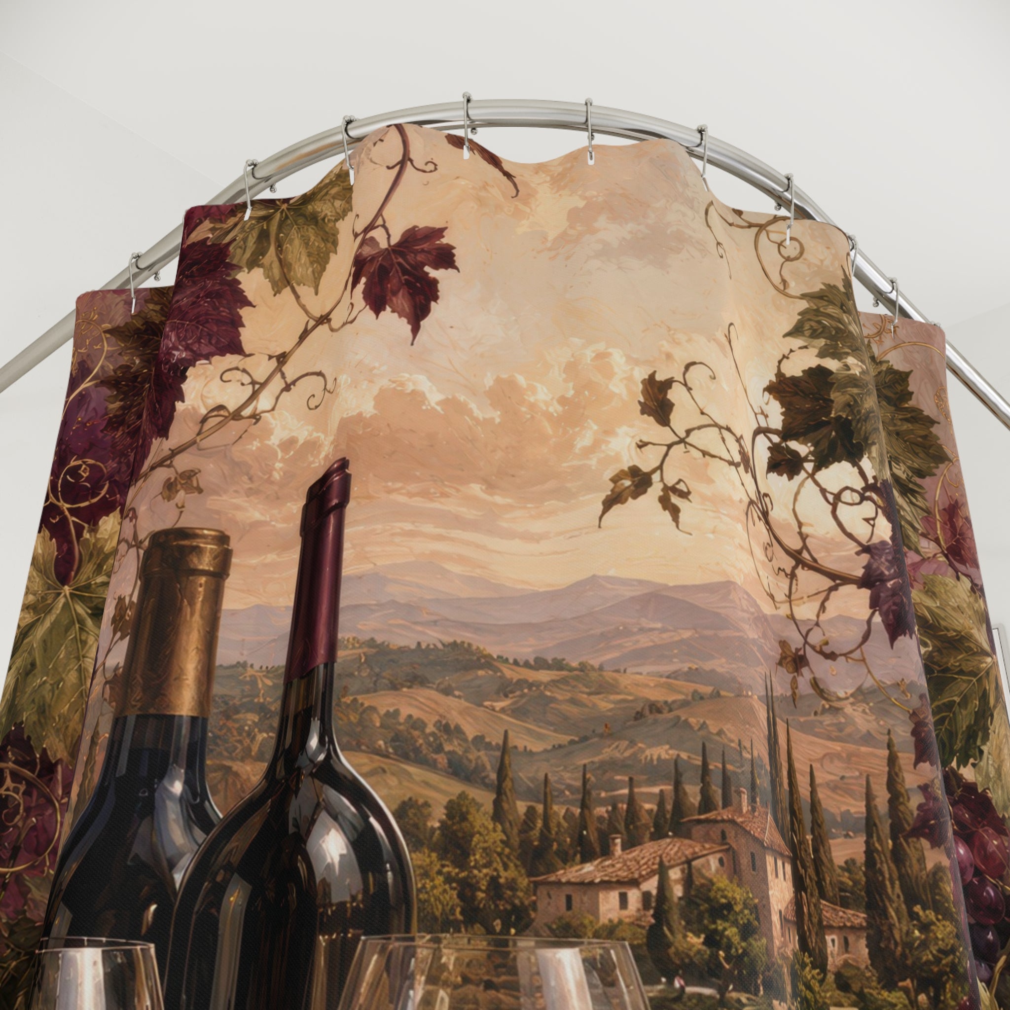 Wine Shower Curtain: Burgundy Vineyard Grape Vine