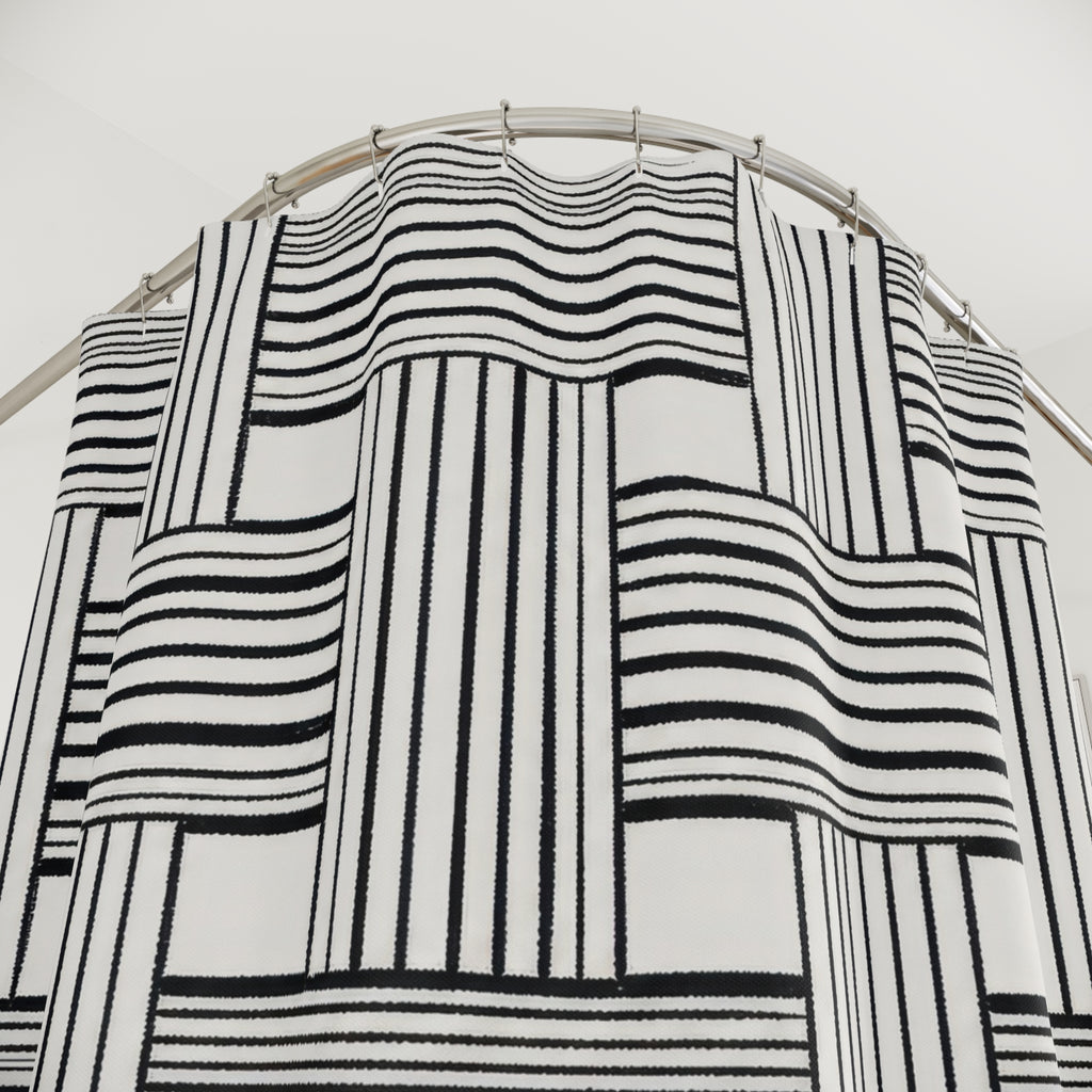 Black White Geometric Shower Curtain