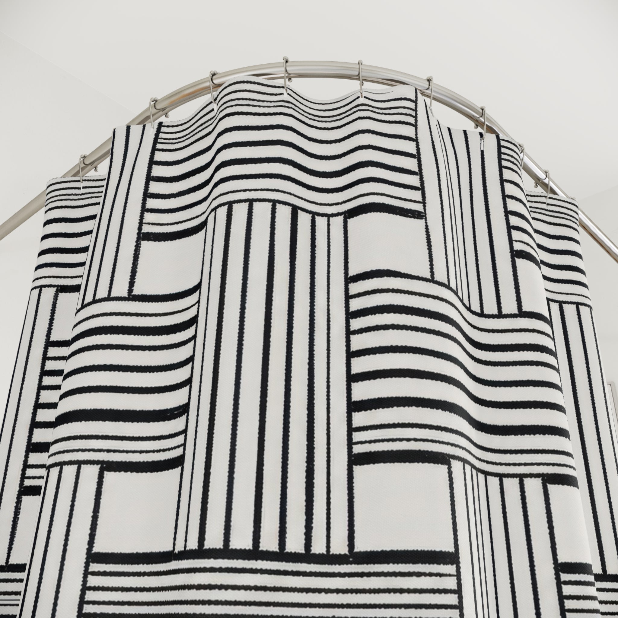Black White Geometric Shower Curtain