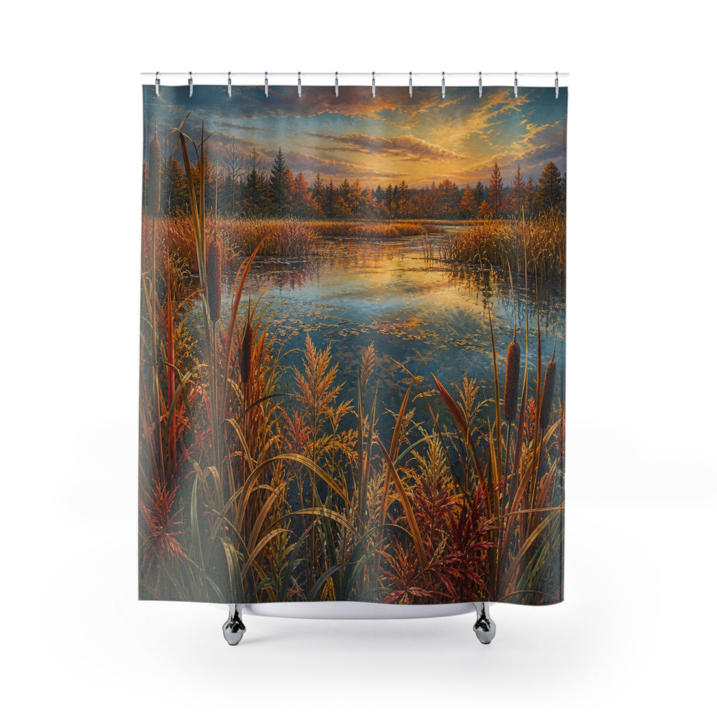Autumn Marsh Reeds Shower Curtain