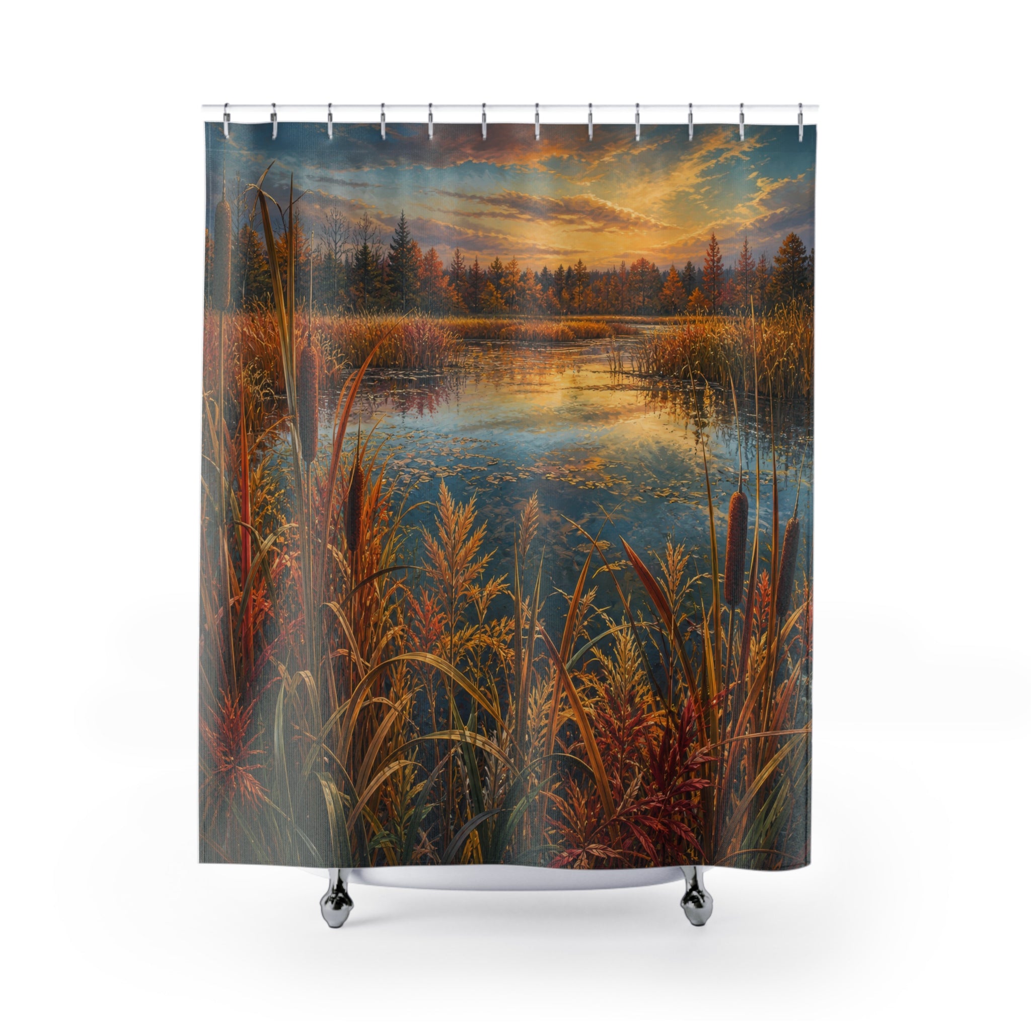Autumn Marsh Reeds Shower Curtain