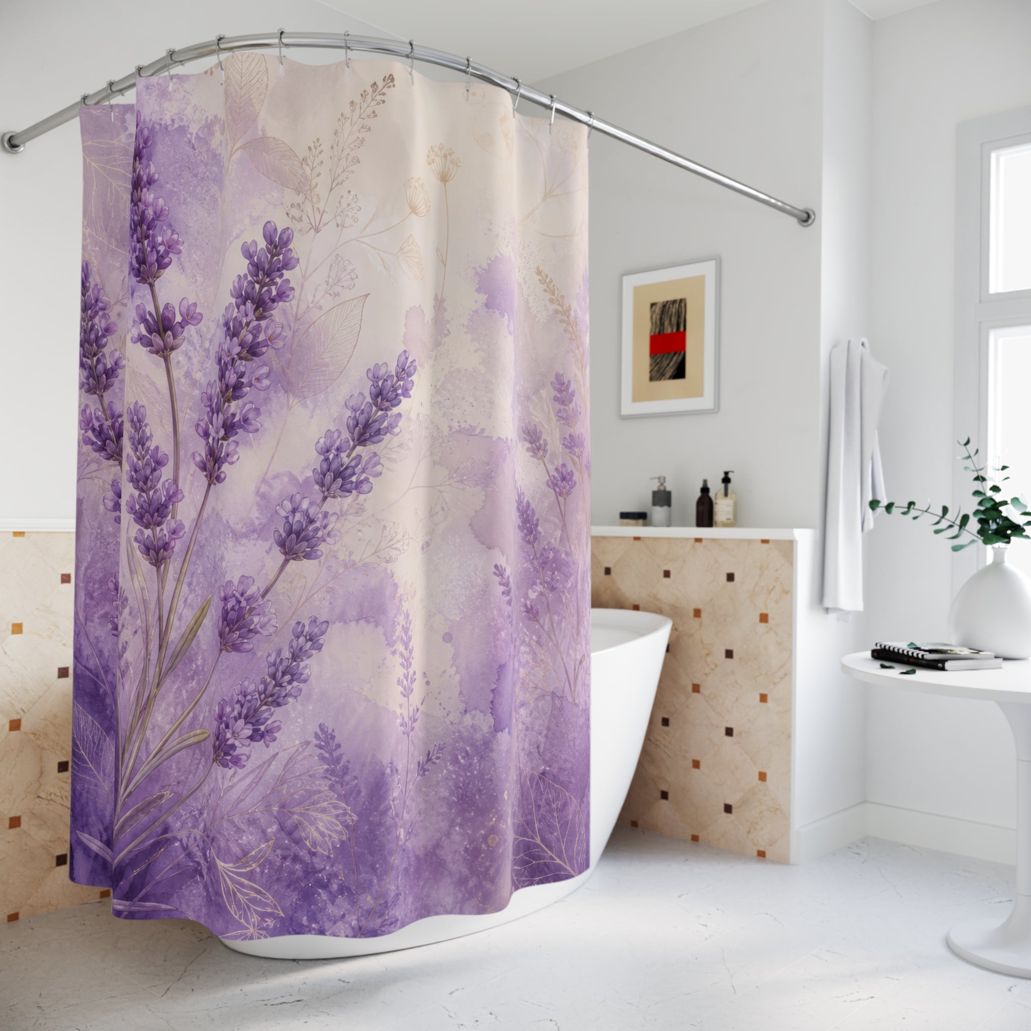 Lavender Shower Curtain: Purple Floral Watercolor Botanical