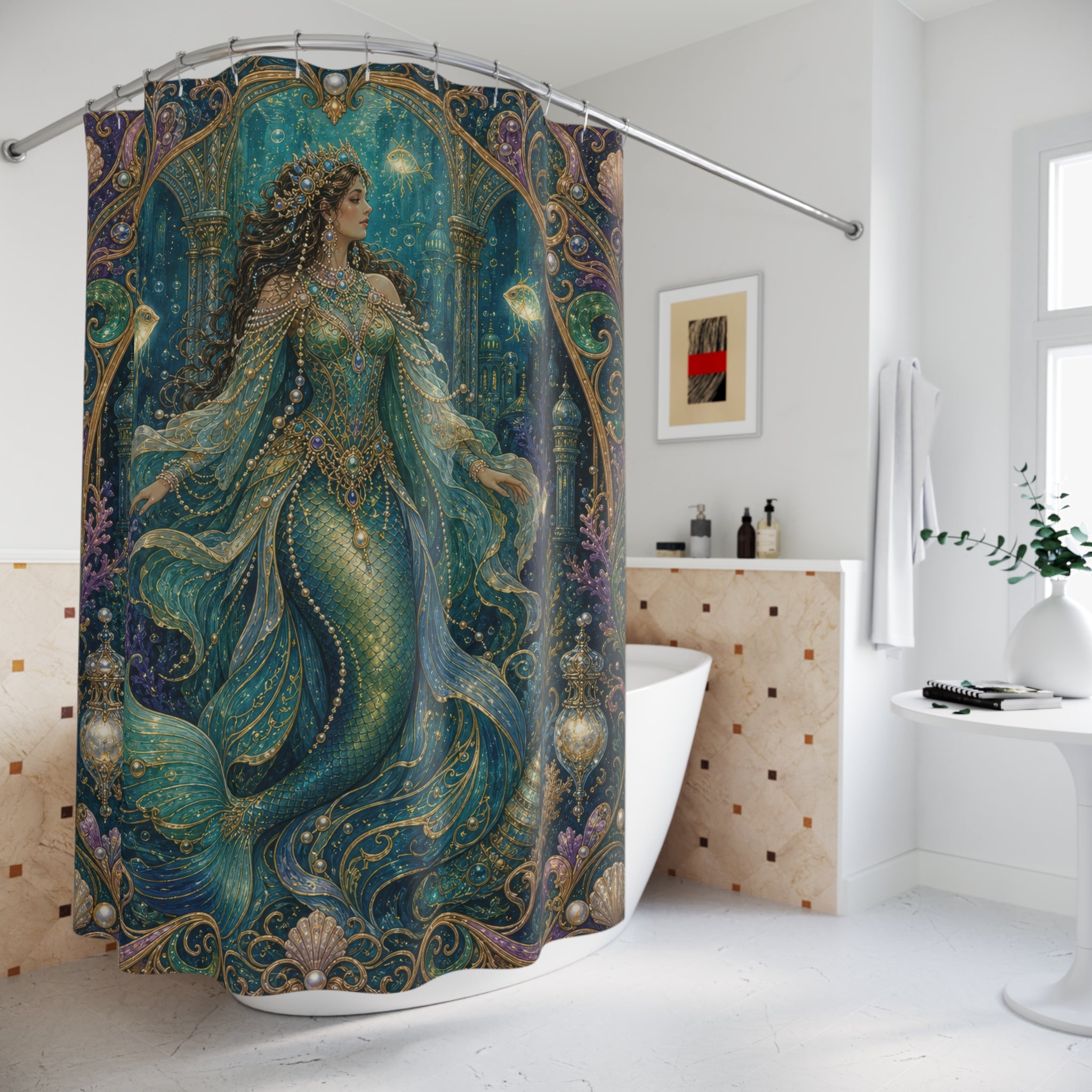 Dark Mermaid Arch Shower Curtain