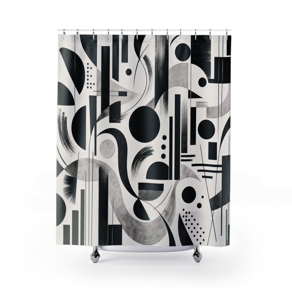 Black White Geometric Shower Curtain