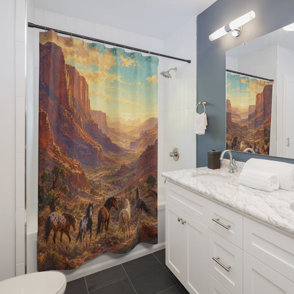 Copper Canyon Mustangs Western Shower Curtain