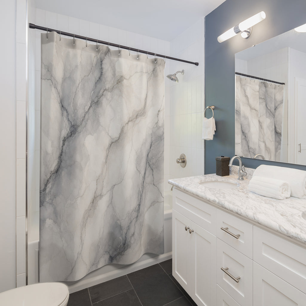 Marble Look Watercolor Shower Curtain