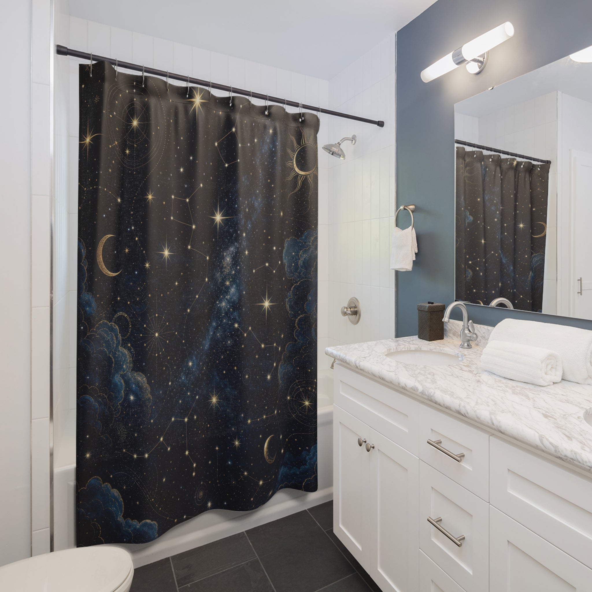 Celestial Shower Curtain: Starry Night Sky