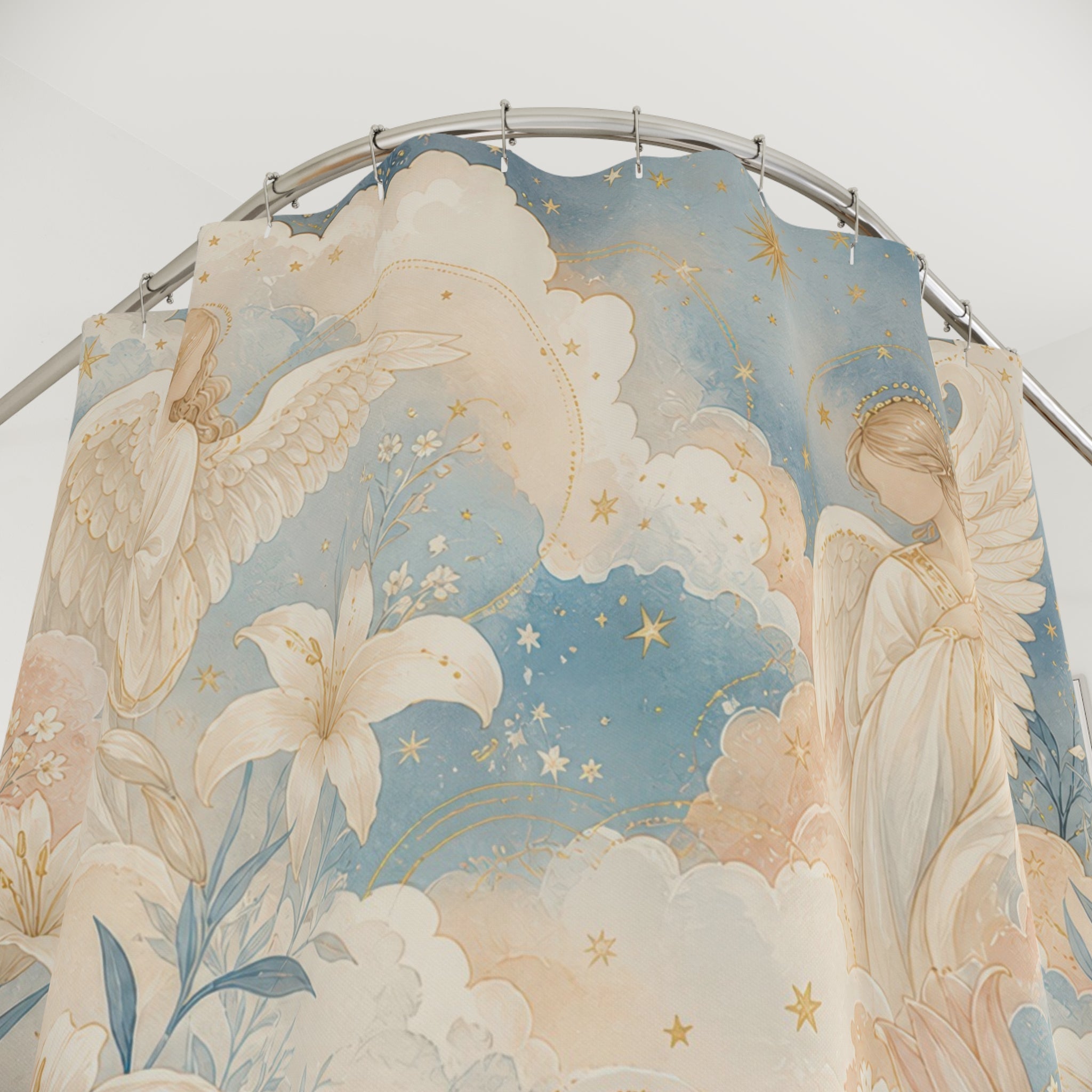 Guardian Angel Floral Botanical Cottage Cottagecore Shower Curtain