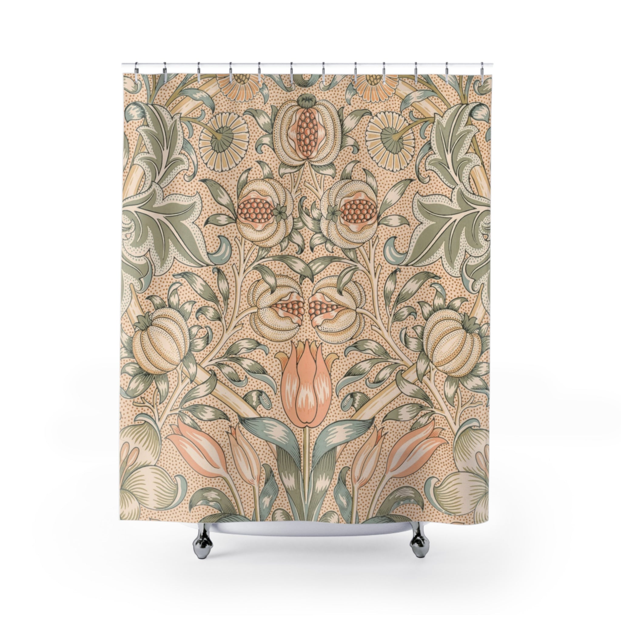 Lily & Pomegranate Shower Curtain – Peach & Coral