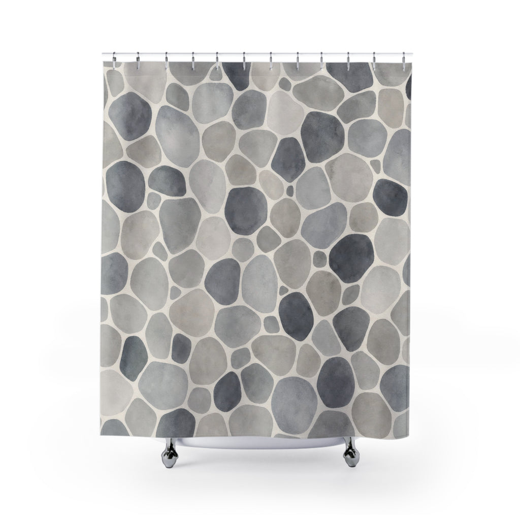 Rounded Pebble Stone Look Shower Curtain