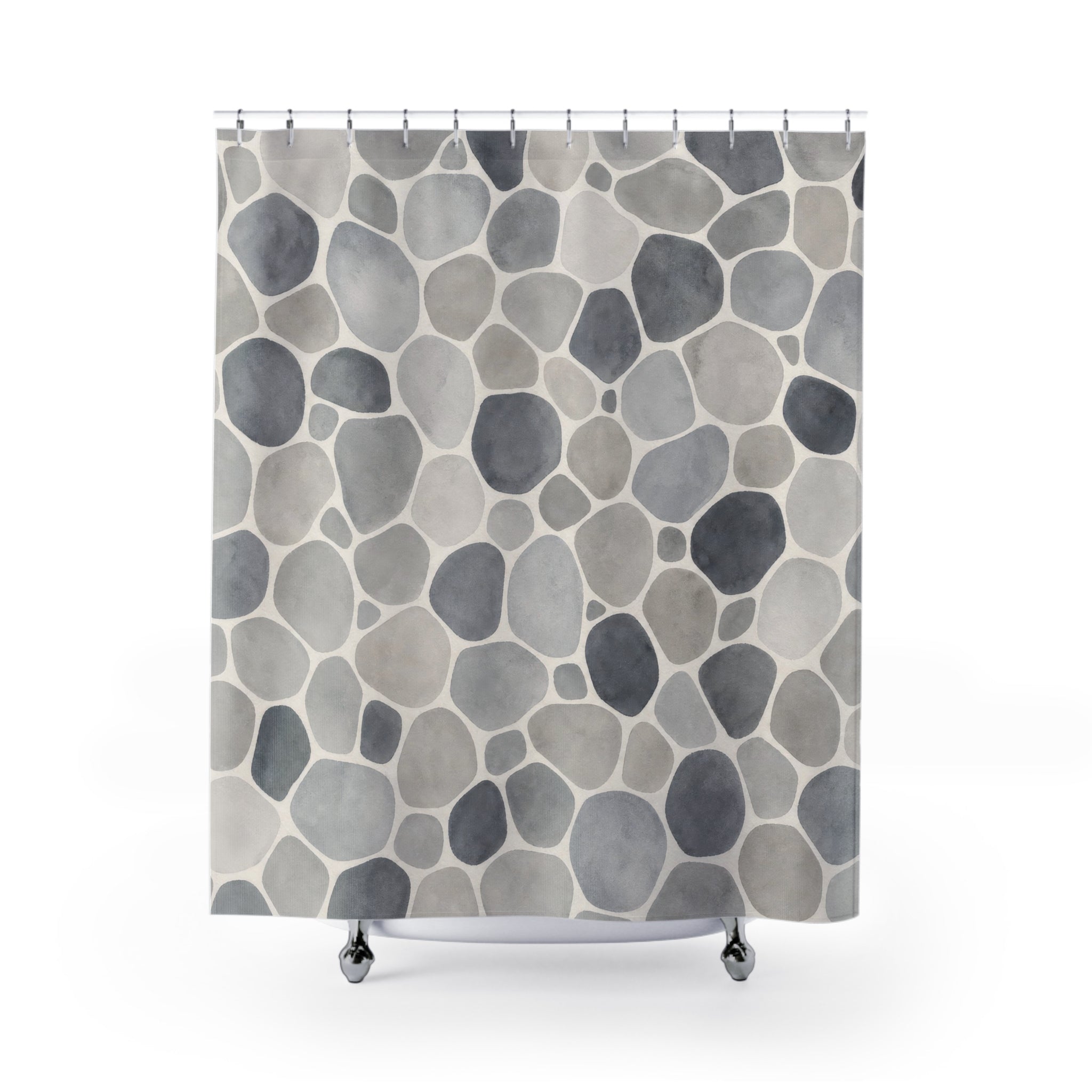 Rounded Pebble Stone Look Shower Curtain