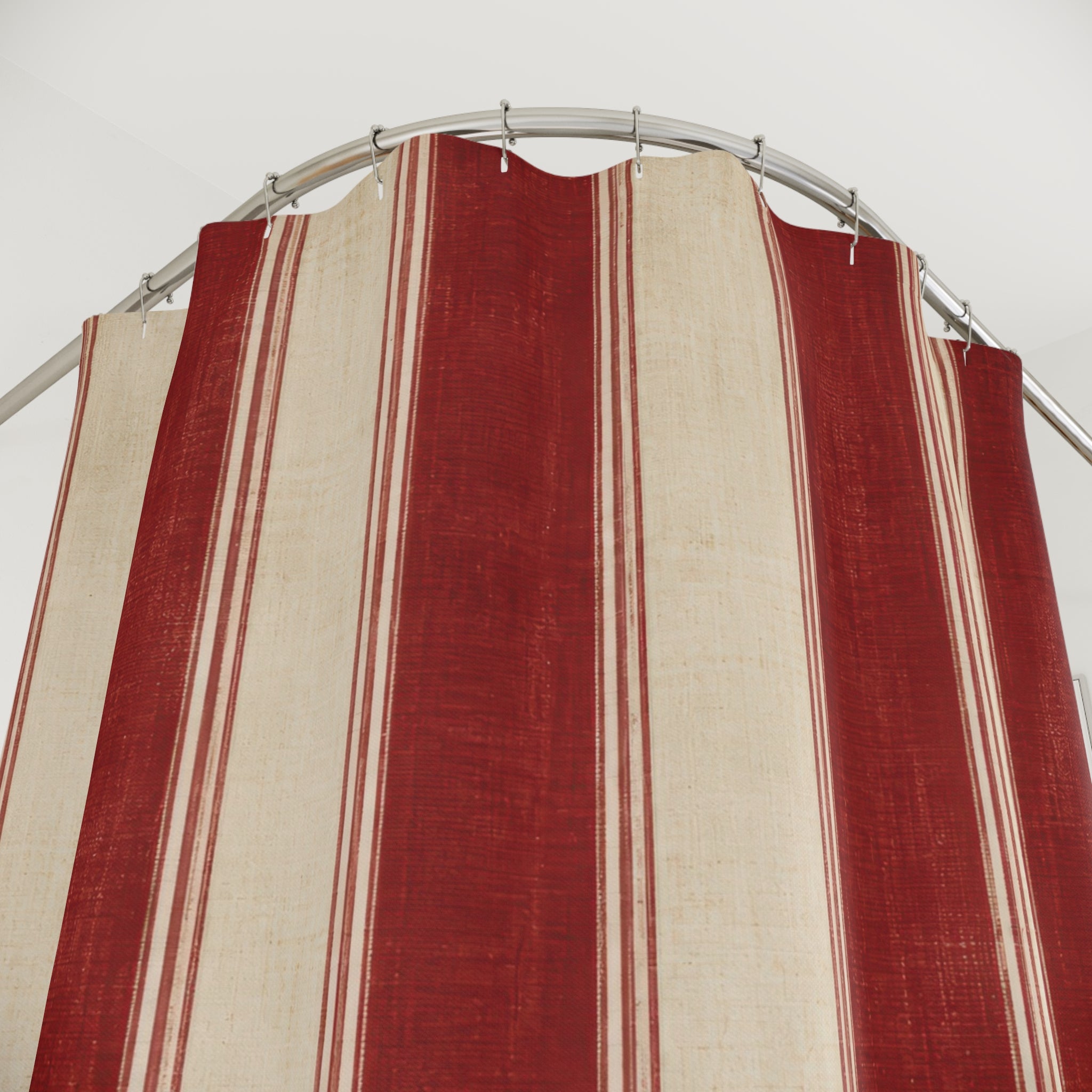 Red and White Striped Shower Curtain: Antique Awning Stripe
