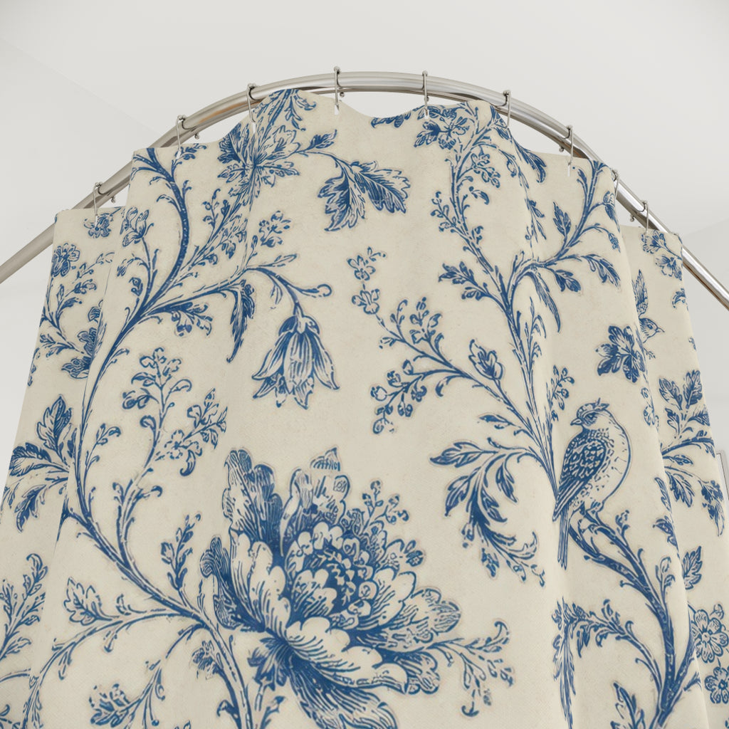 French Country Blue Floral Shower Curtain