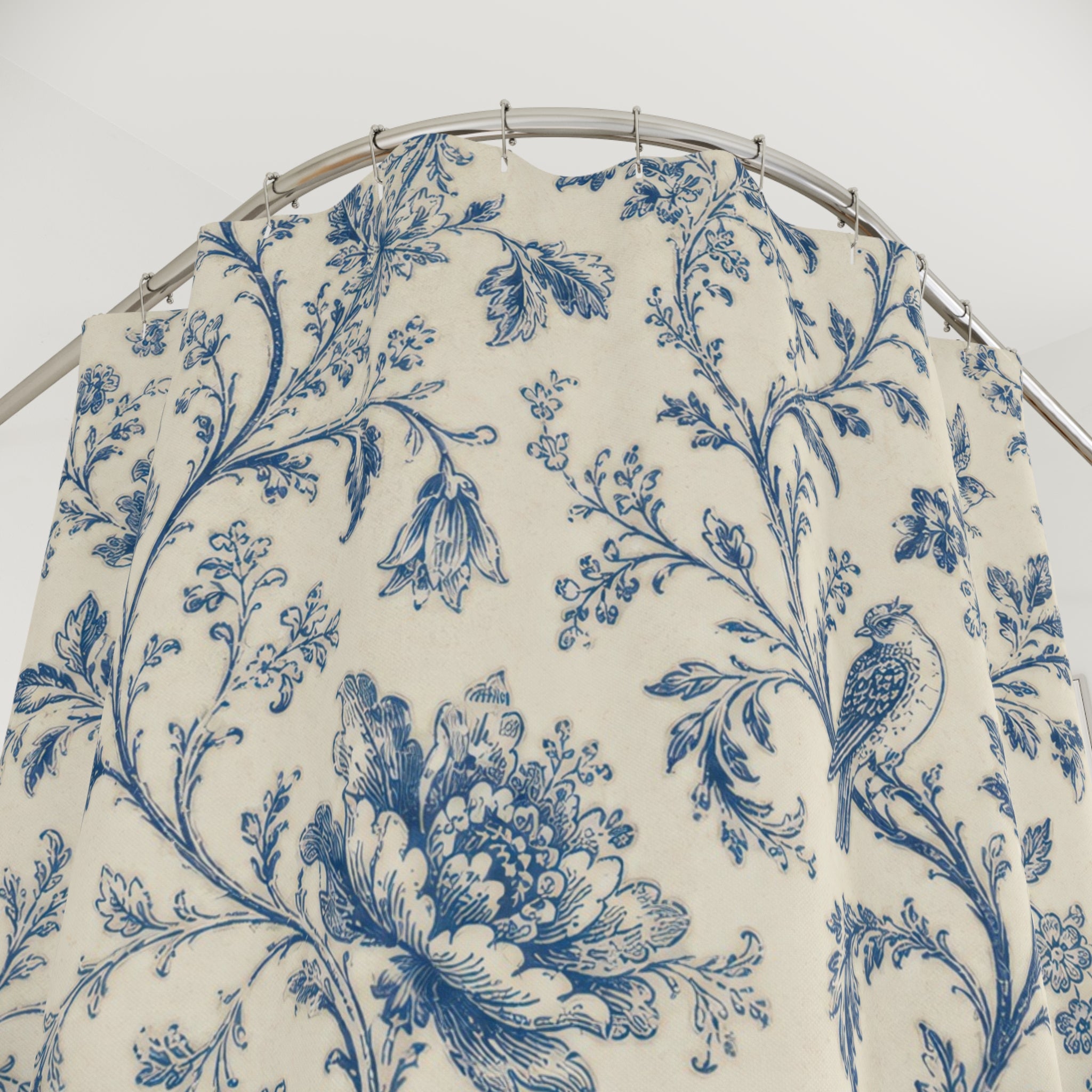 French Country Blue Floral Shower Curtain