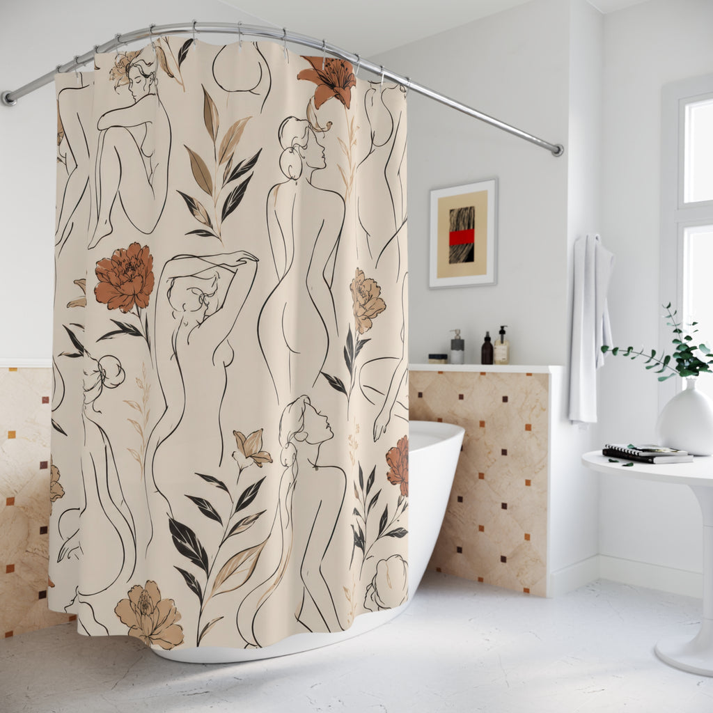 Sexy Shower Curtain: Nude Line Floral
