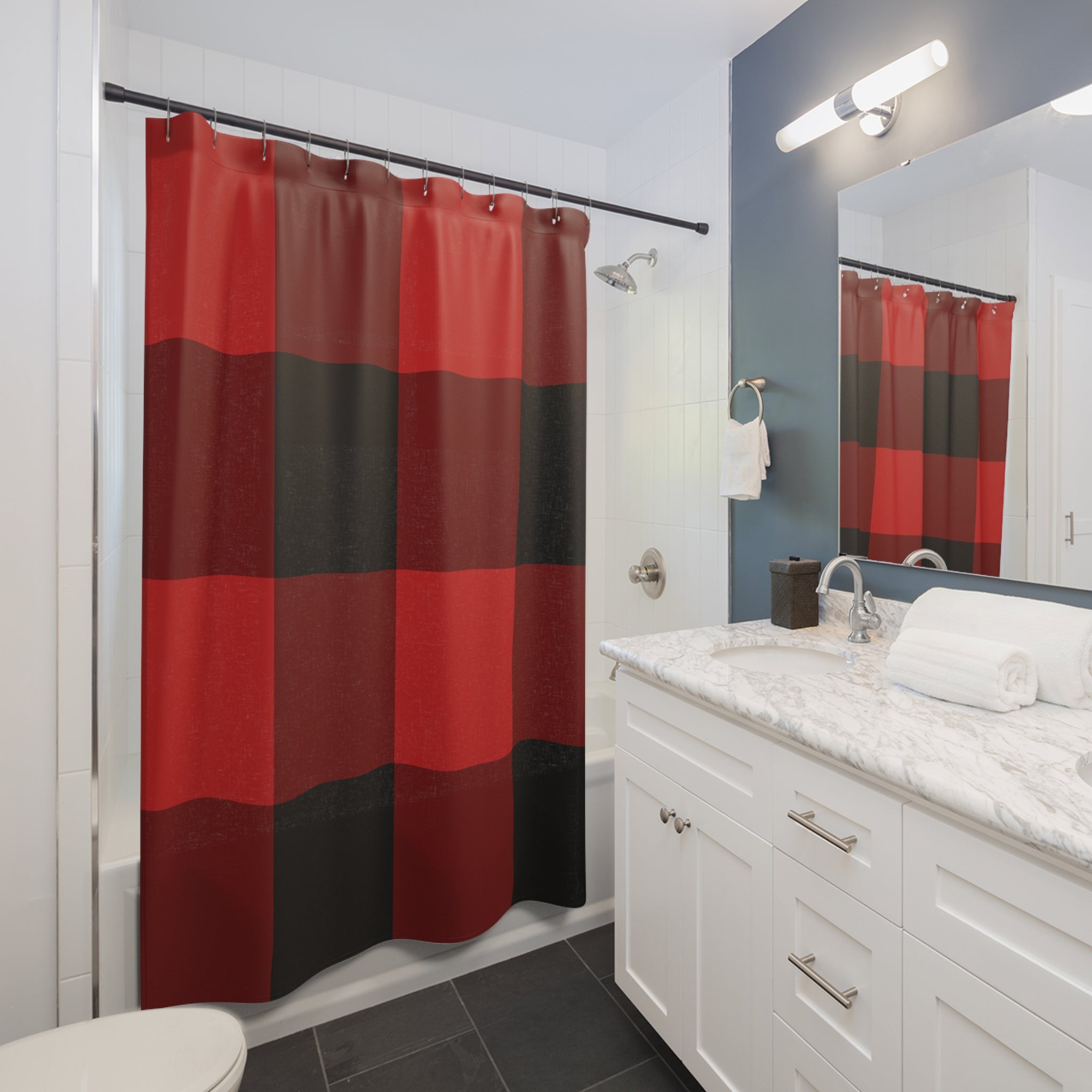 Buffalo Check Shower Curtain: Red Black Plaid