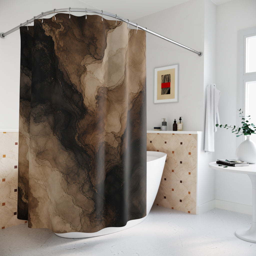 Black Brown Smoky Stone Shower Curtain