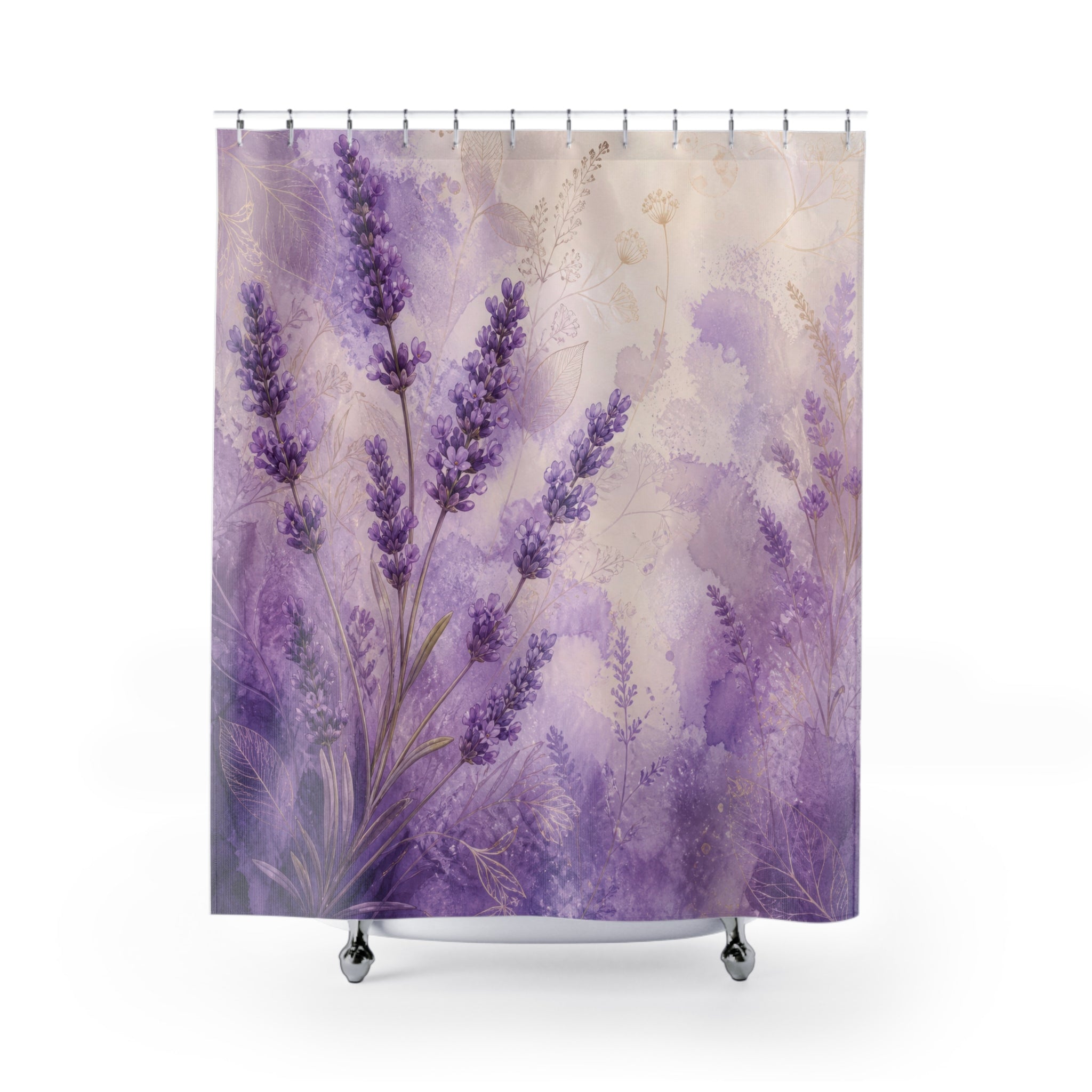 Lavender Shower Curtain: Purple Floral Watercolor Botanical