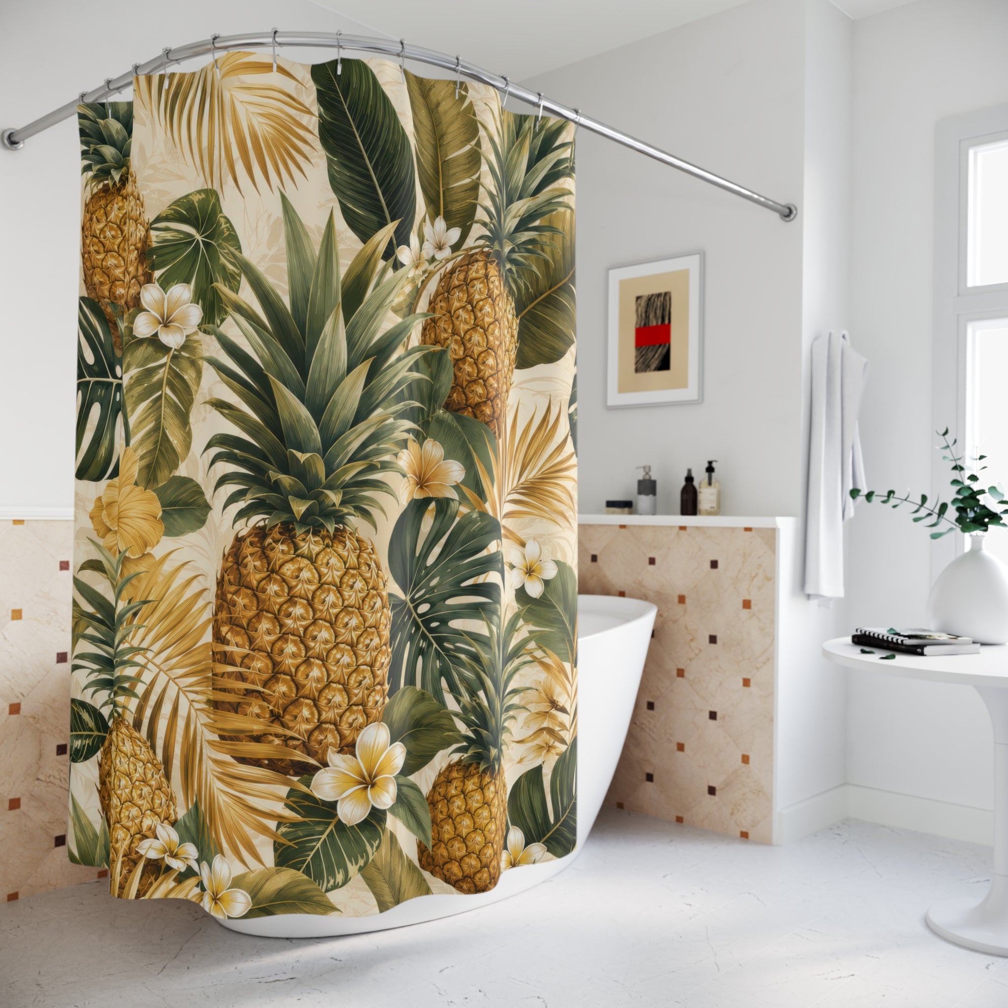 Pineapple Tropical Botanical Shower Curtain