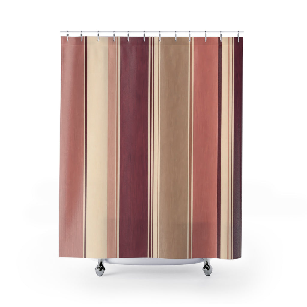 Dusty Rose Mauve Vertical Stripe Shower Curtain