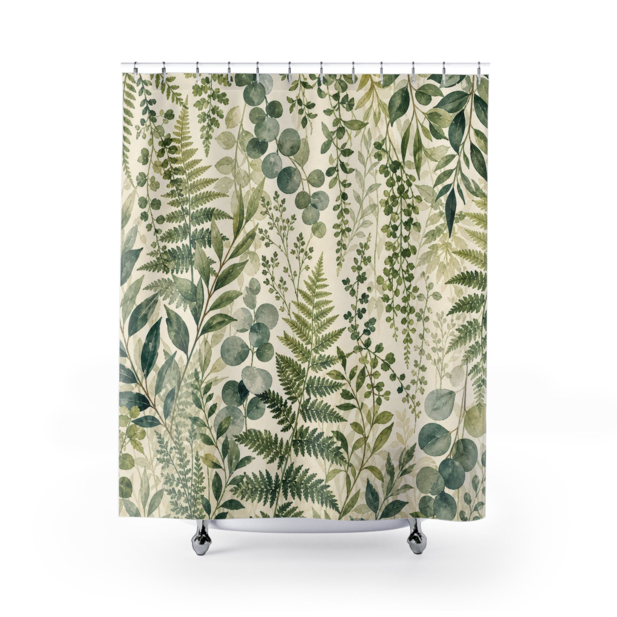 Green Eucalyptus Leaf Botanical Shower Curtain