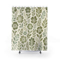 Moss Block Print Flowers Shower Curtain