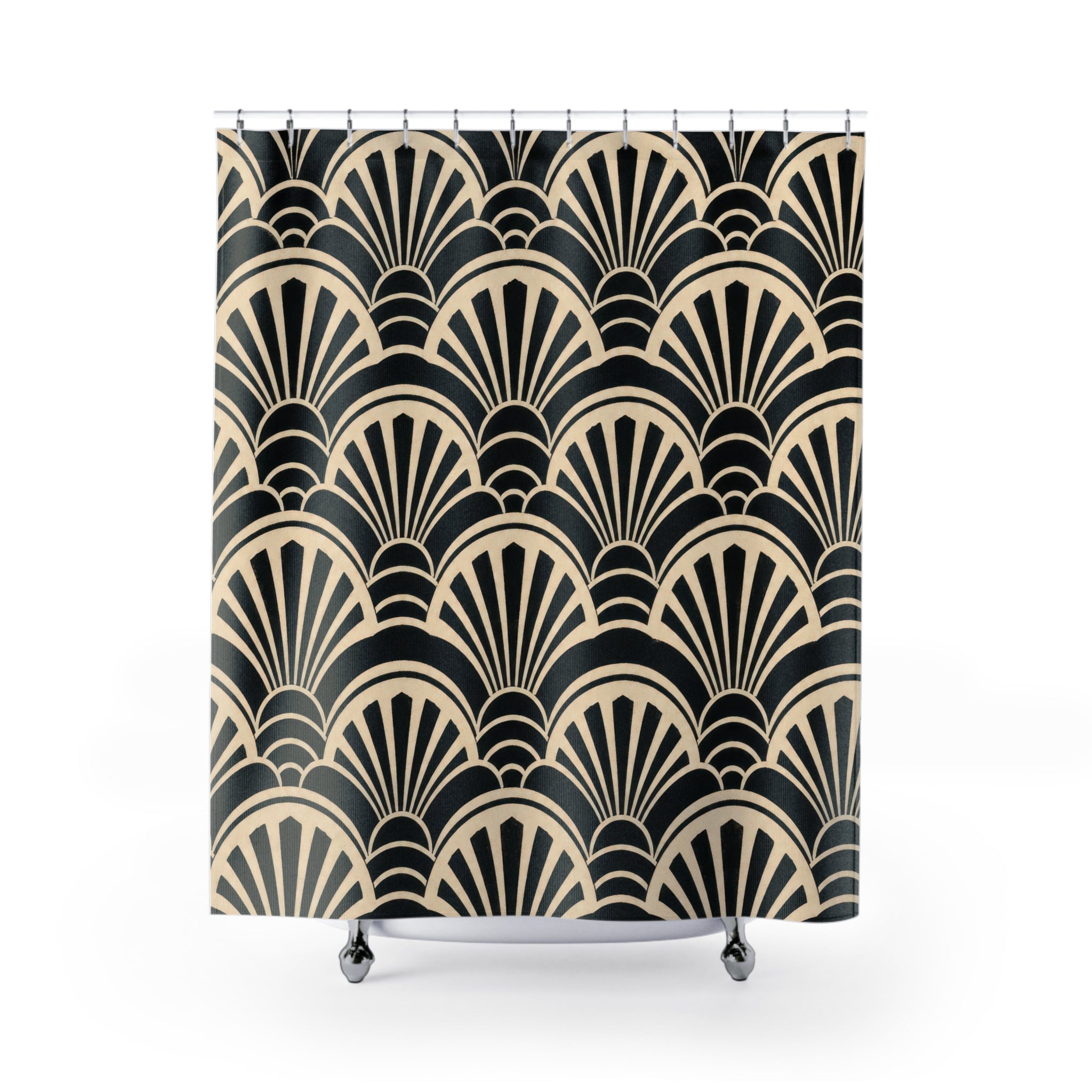 Black Cream Fan Shower Curtain