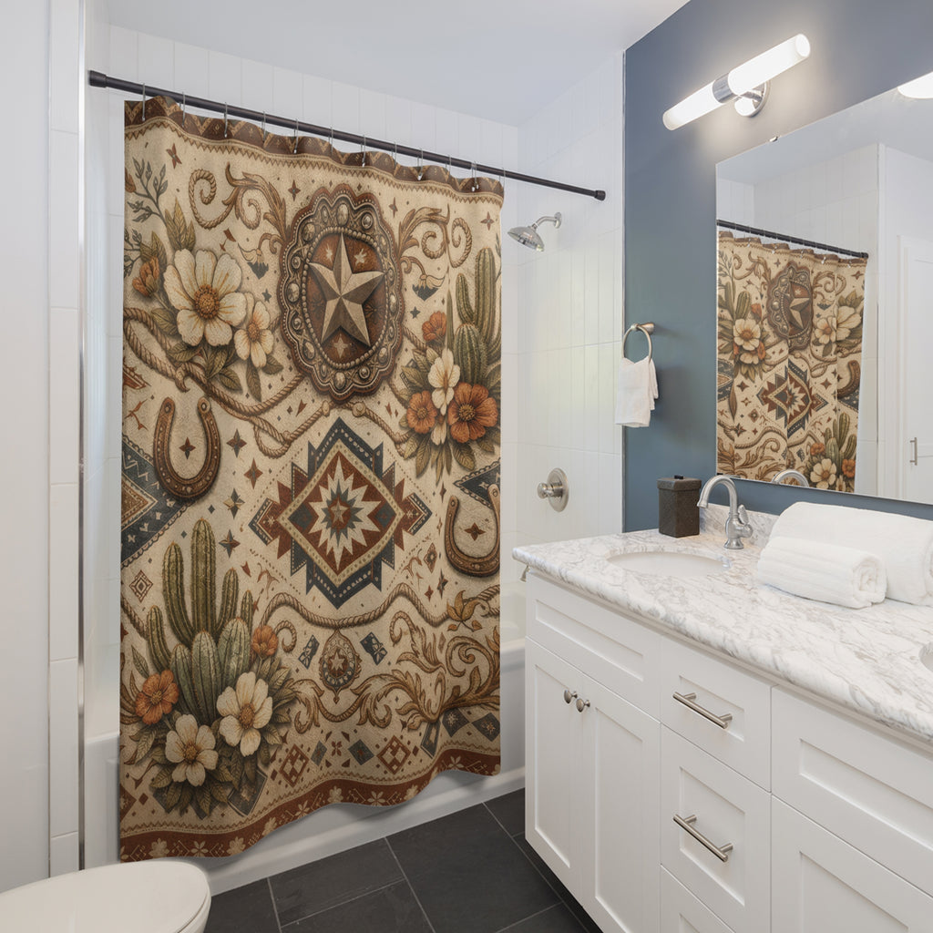 Western Floral Shower Curtain – Desert Ranch Beige