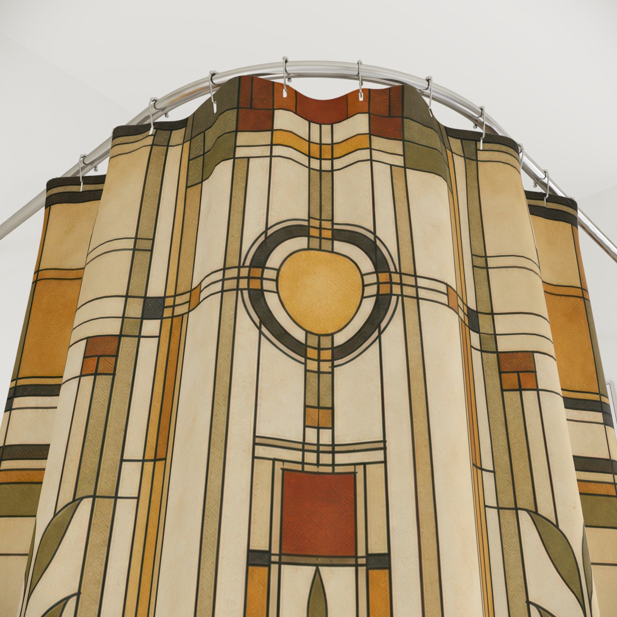 Prairie Glass Frank Lloyd Wright Inspired Shower Curtain