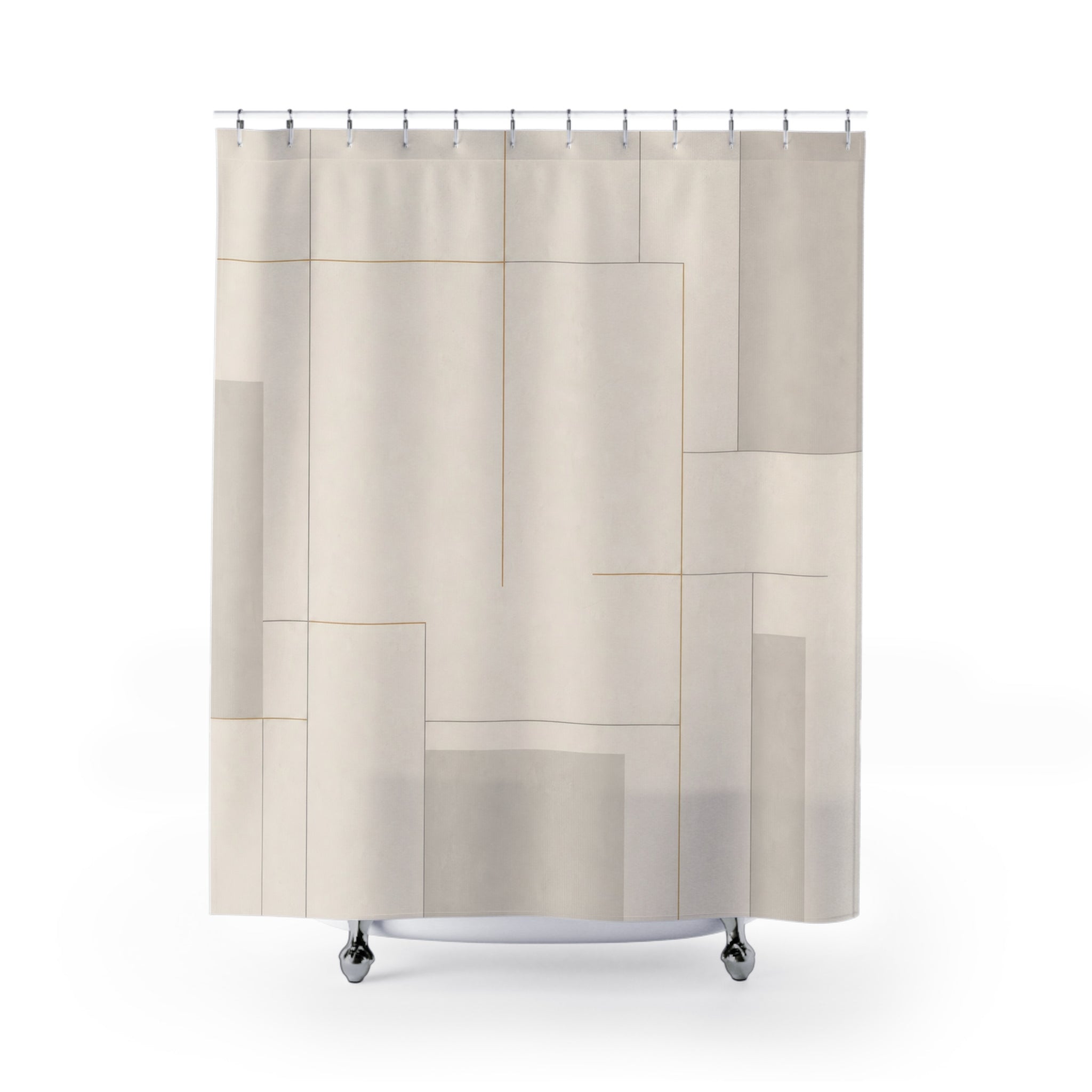 Gold Line White Shower Curtain: Gold Line Shower Curtain