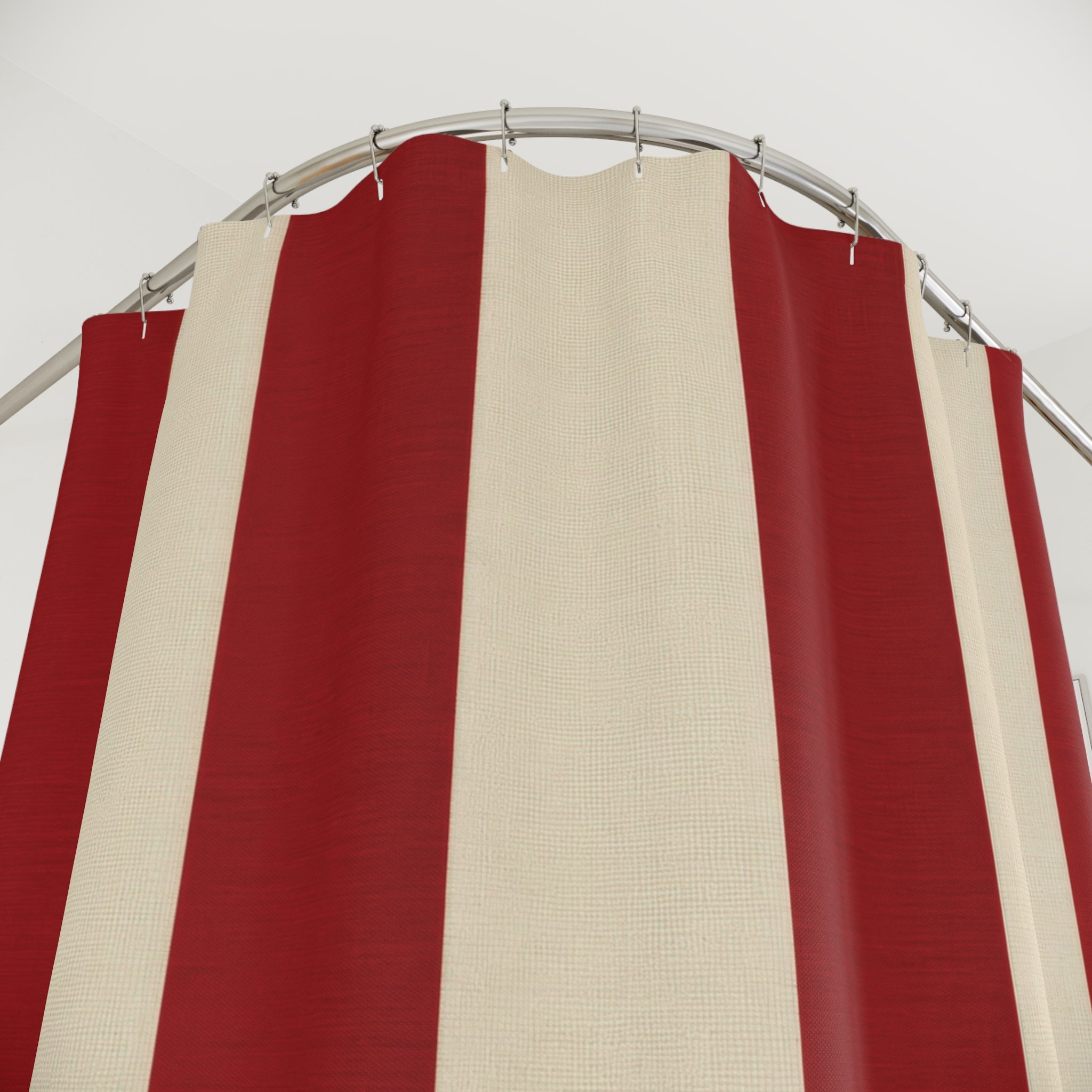 Red and White Striped Shower Curtain: Luxury Cabana Stripe