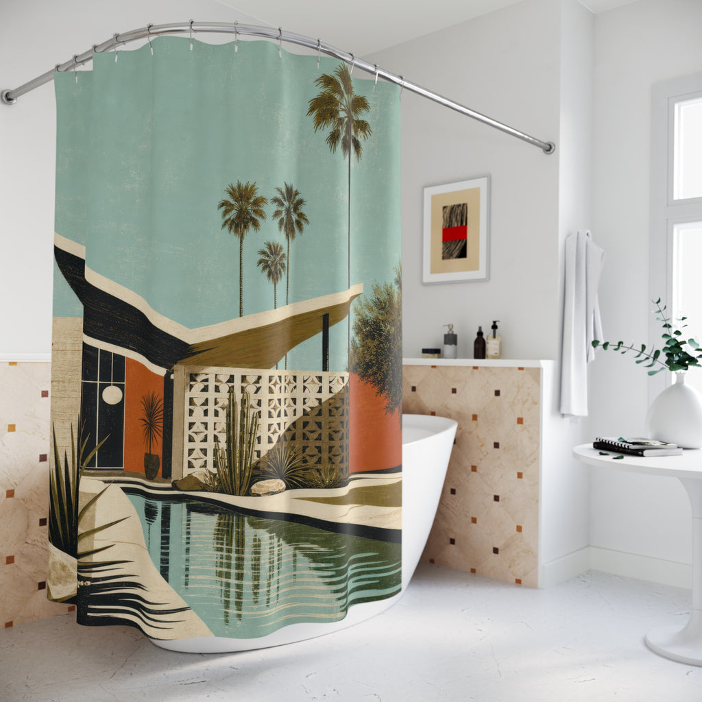 Butterfly Roof Mid Century Style Shower Curtain