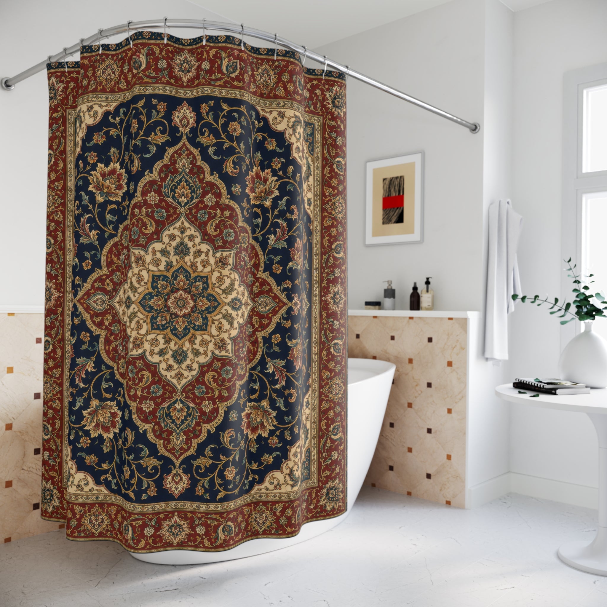 Persian Shower Curtain: Vintage Boho Medallion